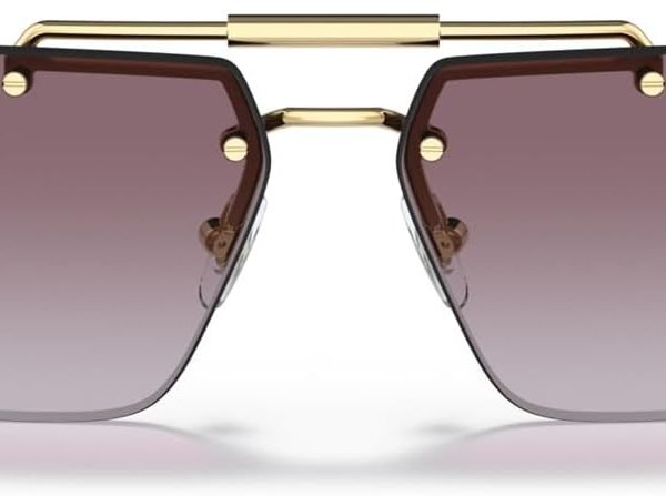 10028H Gold Metal Rectangle Sunglasses Purple Gradient Lens