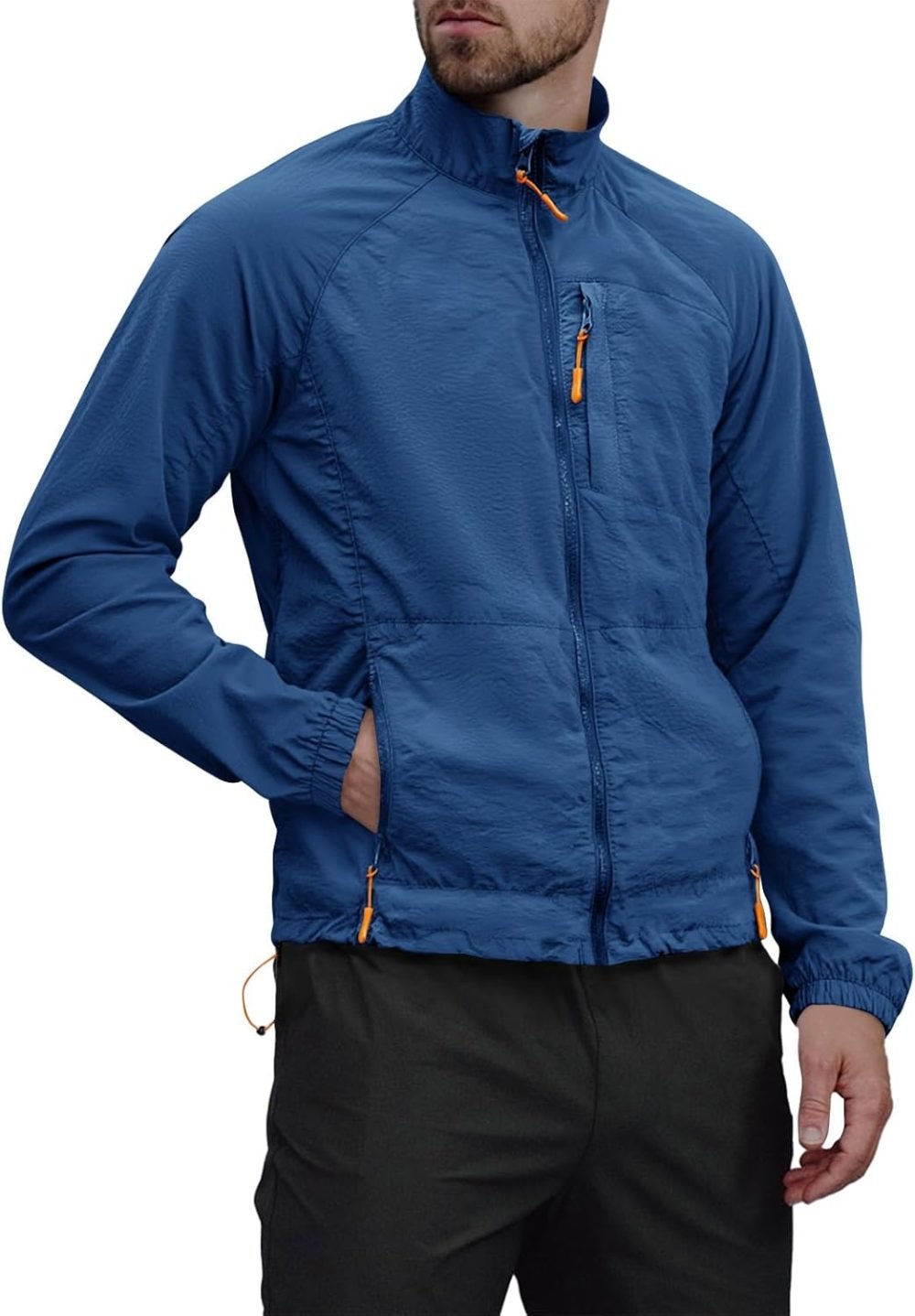 Mens Lightweight Jacket Windbreaker Full Zip Long Sleeve Outdoor Athletic Jackets for Hiking