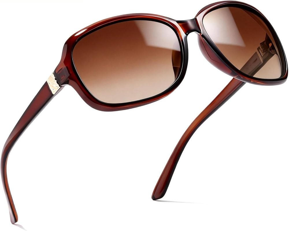 Polarized Sunglasses for Women | Vintage Square Sunglasses w UV400 Protection | Womens Wraparound Shade