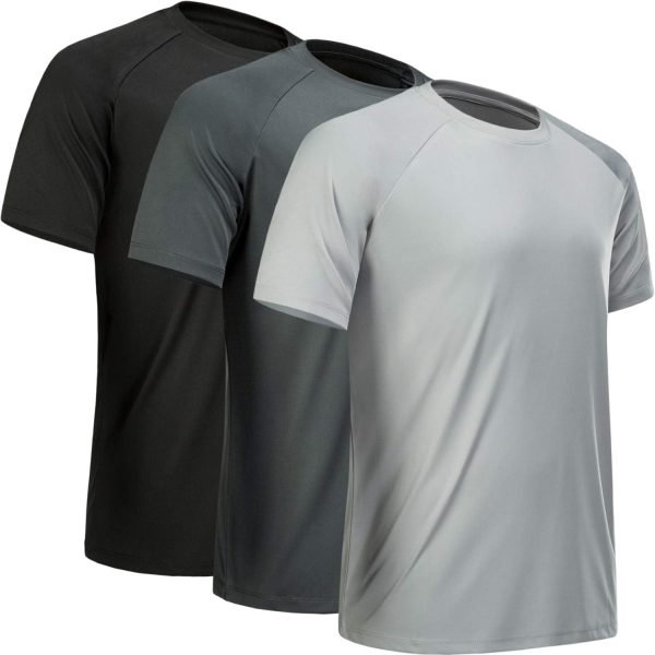 Workout Shirts for Men Short Sleeve Quick Dry Athletic Gym Active T Shirt Moisture Wicking