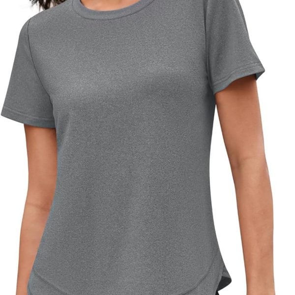 Womens Workout Tops Short Sleeve Crewneck Sports Yoga Running Shirts Quick Dry Outfits S-3XL