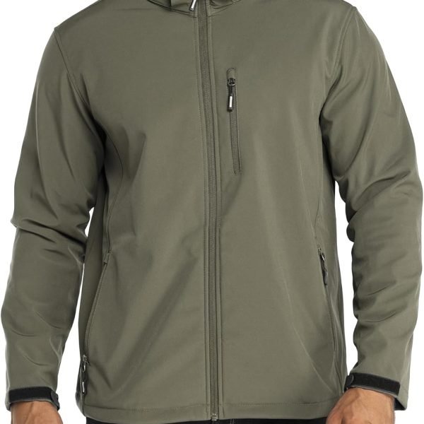 Men's Lightweight Softshell Jacket Fleece Lined Hooded Water Resistant Winter Hiking Windbreaker Jackets