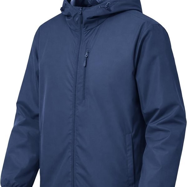 Men's Cycling Jacket Rain Jacket Waterproof Windbreaker Raincoat Running Hiking Gear Hood Lightweight Packable