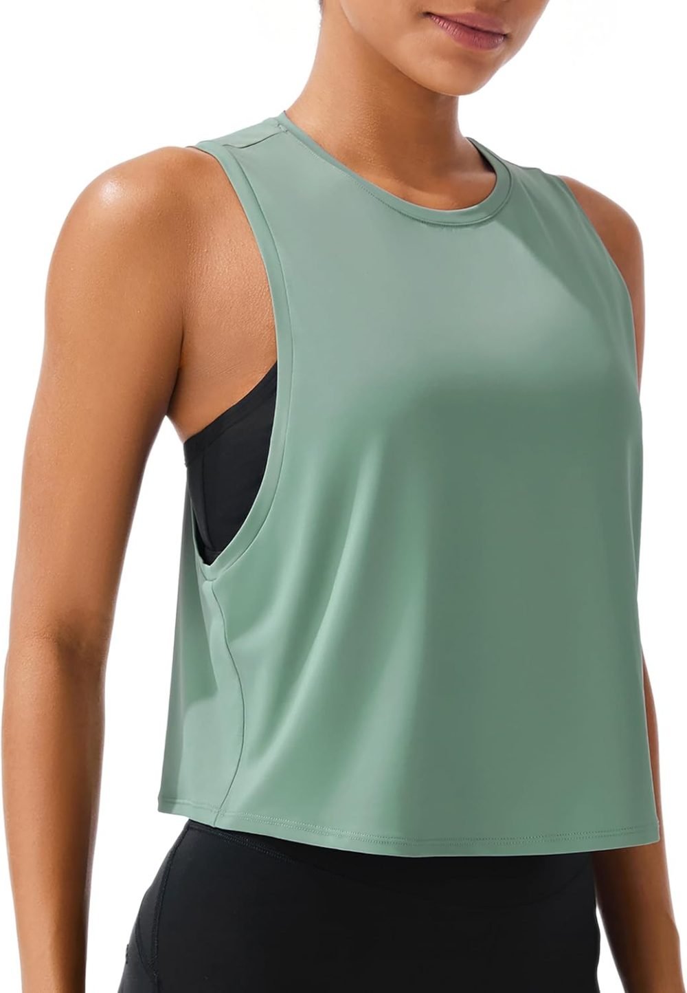 Workout Tank Tops for Women, Ice Silk Quick Dry Athletic Crop Top, Loose Fit Running Yoga Gym Shirts