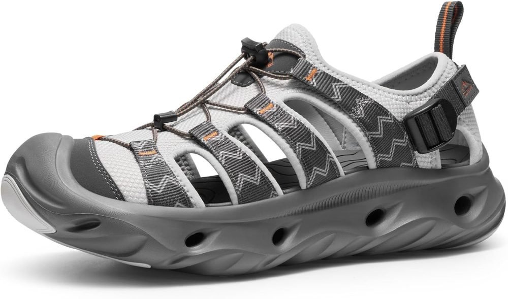 8 Water Sandals for Men and Women Cushion Non-Slip Closed Toe Arch Support Breathable Hiking Easy on Walking Sandals  Strap