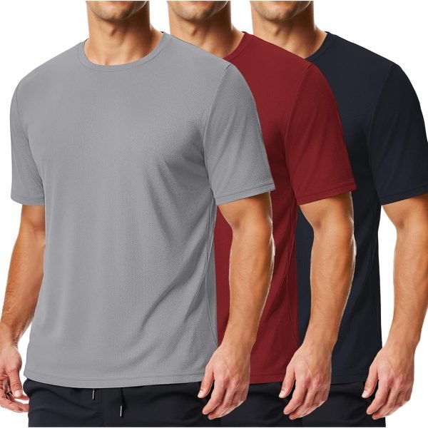 3 Pack Men's Athletic T-Shirts Short Sleeve - Quick Dry Moisture Wicking Workout Shirts for Running, Gym, Casual