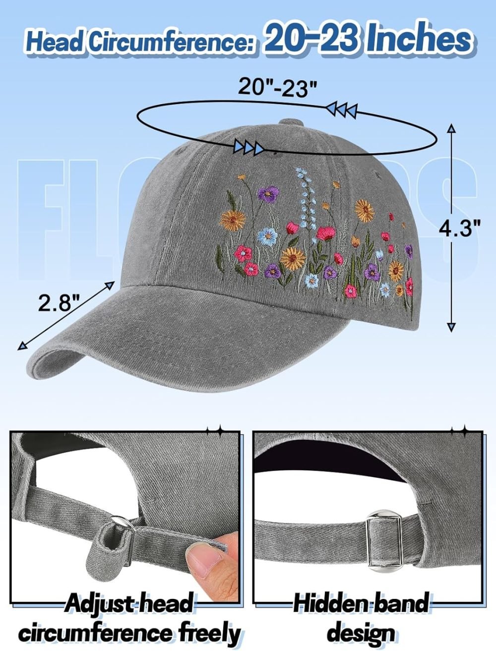 Trendy Embroidered Baseball Cap for Girls Women Men - Adjustable Soft Breathable Hats for Casual Wear - Image 2