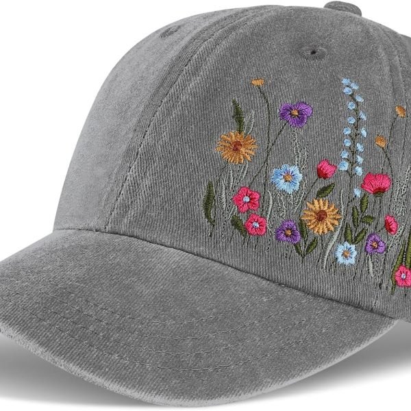 Trendy Embroidered Baseball Cap for Girls Women Men - Adjustable Soft Breathable Hats for Casual Wear