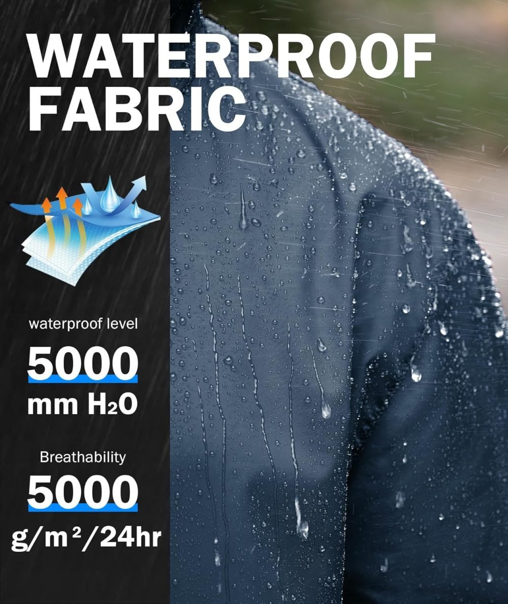 Men's Rain Jacket Waterproof with Hood Lightweight Raincoat for Golf Hiking Camping Cycling - Image 2