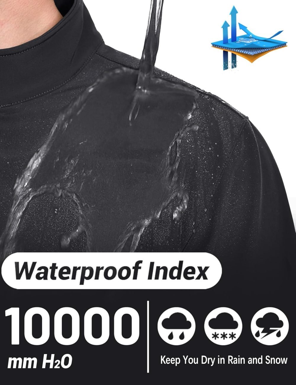 Men's Lightweight Softshell Jacket Waterproof Lightweight Fleece Lined Winter Coat with 4 Pockets Windbreaker - Image 2