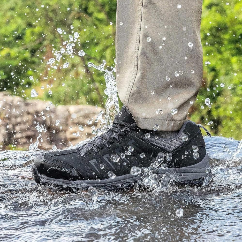 Men's Waterproof Hiking Shoes Leather Comfortable Lightweight Anti-Slip Outdoor Walking Work Sneakers - Image 2